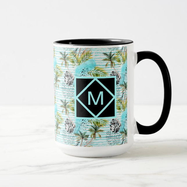 Abstract Watercolor Palm Tree Pattern Mug (Right)