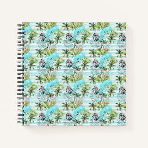 Abstract Watercolor Palm Tree Pattern Notebook