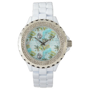 Abstract Watercolor Palm Tree Pattern Watch