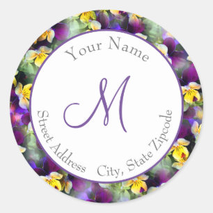 'Abstract Watercolor Pansies' Label