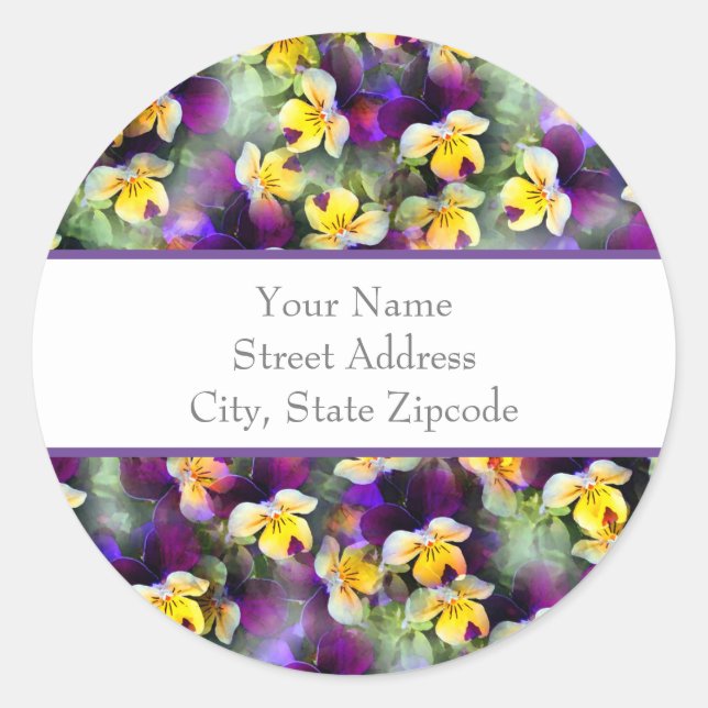 'Abstract Watercolor Pansies' Labels (Front)