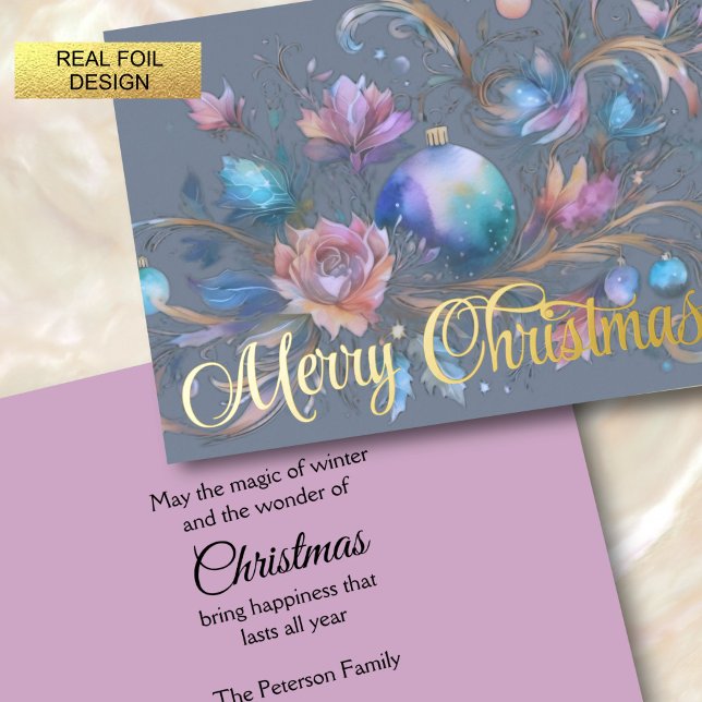 Abstract Watercolor Pastel Christmas Design Foil Holiday Card (Creator Uploaded)