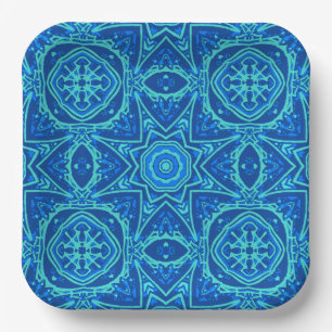 Abstract Watercolor Pattern - Denim Blue  Paper Plate