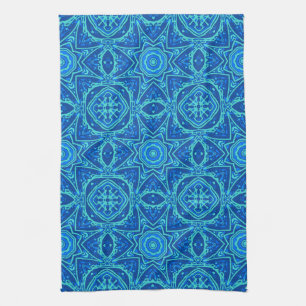 Abstract Watercolor Pattern - Denim Blue Tea Towel