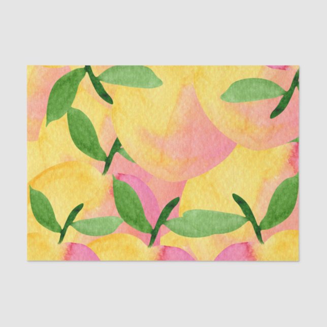 Abstract Watercolor Peach Fruit  Tissue Paper (Front)