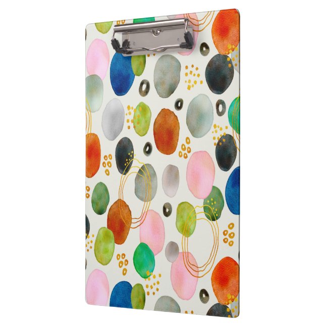 Abstract Watercolor Pebble Gold Glitter Art Clipboard (Left)