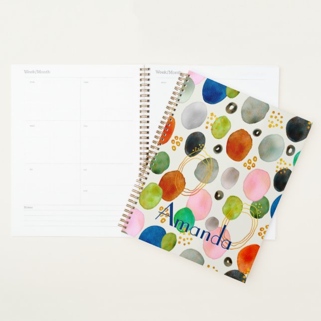 Abstract Watercolor Pebble Gold Glitter Art Planner (Display)