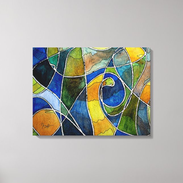 Abstract Watercolor Pen & Ink Canvas Print (Front)