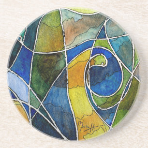Abstract Watercolor Pen & Ink Coaster