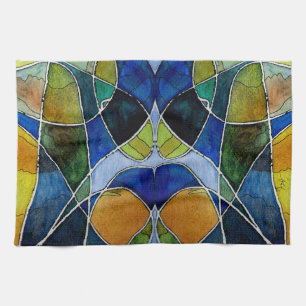 Abstract Watercolor Pen & Ink Tea Towel