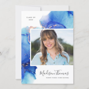 Abstract Watercolor Photo Graduation Party Invitation