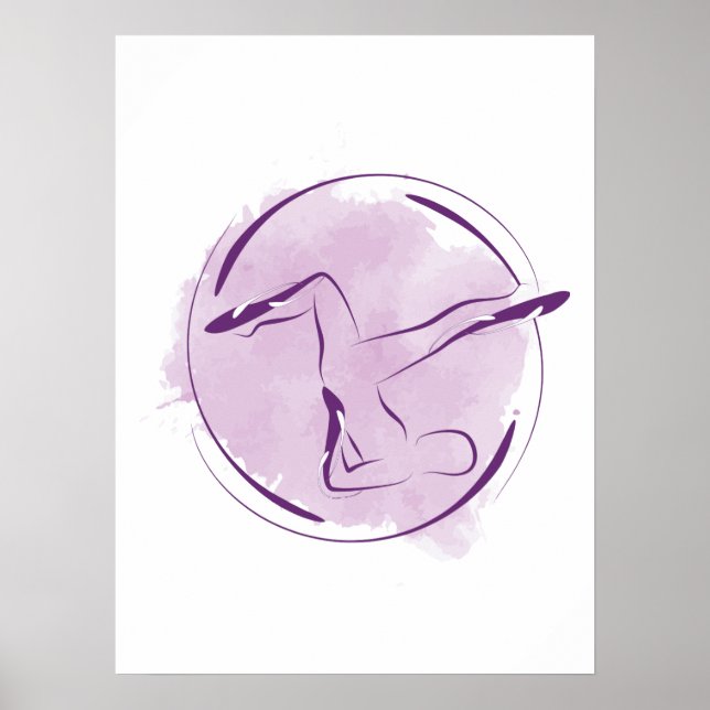 Abstract Watercolor Pilates Pose Poster (Front)
