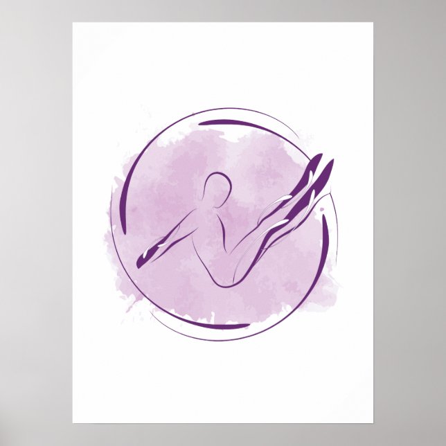 Abstract Watercolor Pilates Pose Poster (Front)