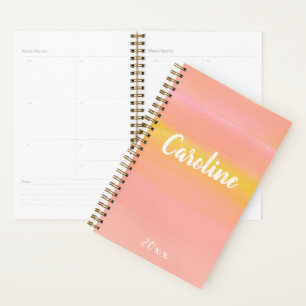 Abstract Watercolor Pink and Yellow Personalised Planner
