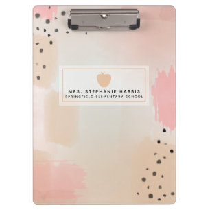 Abstract Watercolor Pink Apple Teacher Clipboard