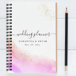 Abstract Watercolor Pink Brush Strokes & Gold   Planner<br><div class="desc">Abstract Watercolor Pink Brush Strokes & Gold</div>