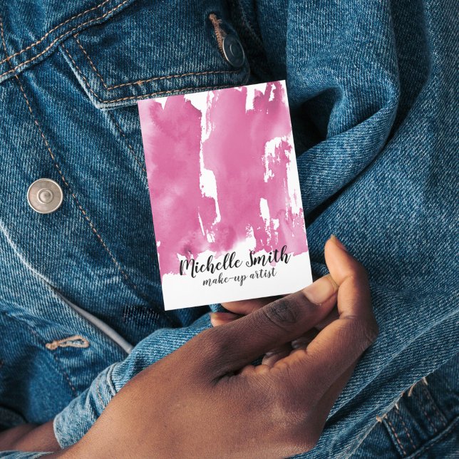 Abstract watercolor pink colour splash brush strok business card (Creator Uploaded)
