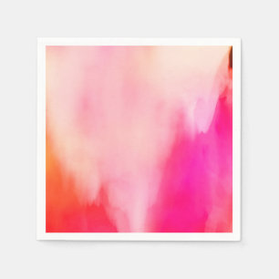 Abstract Watercolor Pink Coral Orange Colourful Napkin
