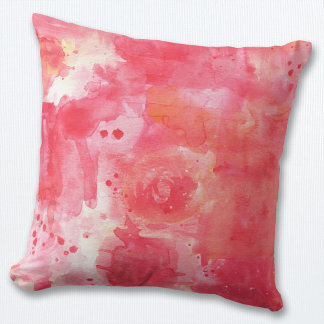 Abstract Watercolor Pink Cushion