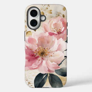 Abstract Watercolor Pink Flowers iPhone 16 Case