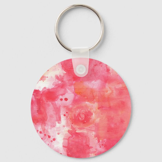 Abstract Watercolor Pink Key Ring (Front)