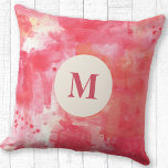 Abstract Watercolor Pink Monogram Cushion<br><div class="desc">A pretty pink watercolor abstract painting to make your interior spaces more lovely.
Personalise with your own monogram initial.  Original art by Nic Squirrell.</div>
