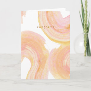 Abstract Watercolor Pink Paint Swirl Congrats Card