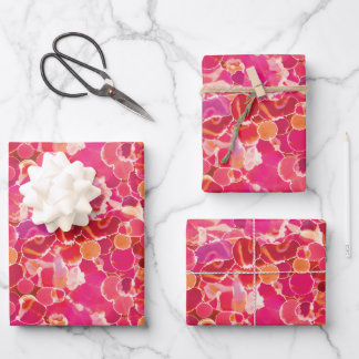 Abstract Watercolor Pink Red Coral Wrapping Paper Sheet