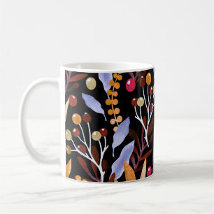 Abstract Watercolor Plants Herbs Pattern Coffee Mug
