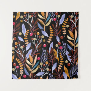 Abstract Watercolor Plants Herbs Pattern Tapestry