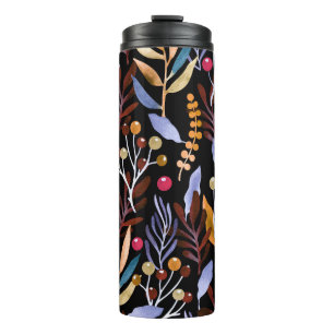 Abstract Watercolor Plants Herbs Pattern Thermal Tumbler