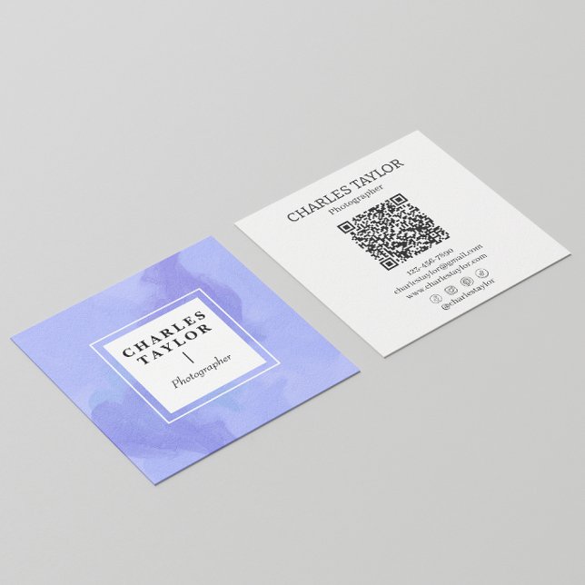 Abstract Watercolor Purple Square Elegance Square Business Card (Creator Uploaded)