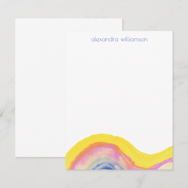 Abstract Watercolor Rainbow Yellow Blue with Name Card (Front/Back)
