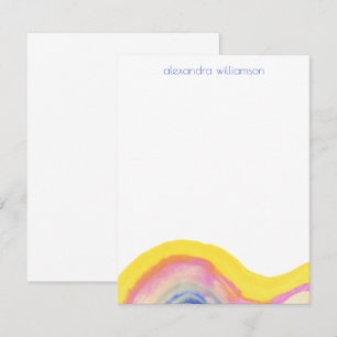 Abstract Watercolor Rainbow Yellow Blue with Name Card