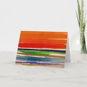 Abstract Watercolor Red Sunset Landscape Card