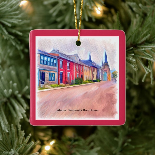 Abstract Watercolor Row Houses Ceramic Ornament (Tree)