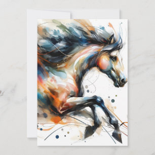 Abstract Watercolor Running Horse Announcement
