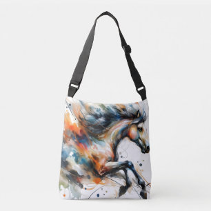 Abstract Watercolor Running Horse Crossbody Bag