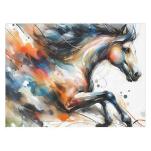 Abstract Watercolor Running Horse Tablecloth