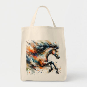 Abstract Watercolor Running Horse Tote Bag