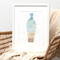 Abstract Watercolor Sand & Sea Message in a Bottle