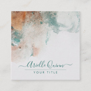 Abstract Watercolor Script Name Square Business Card