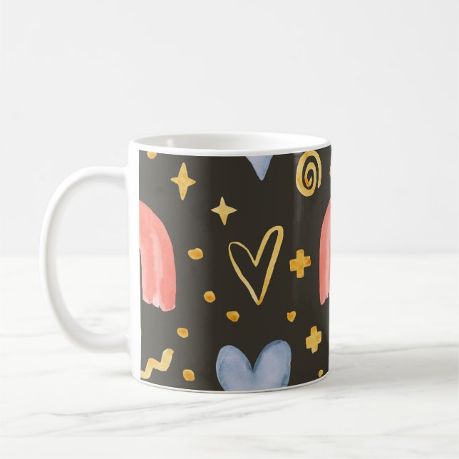 Abstract watercolor seamless pattern, handdrawn il coffee mug (Left)