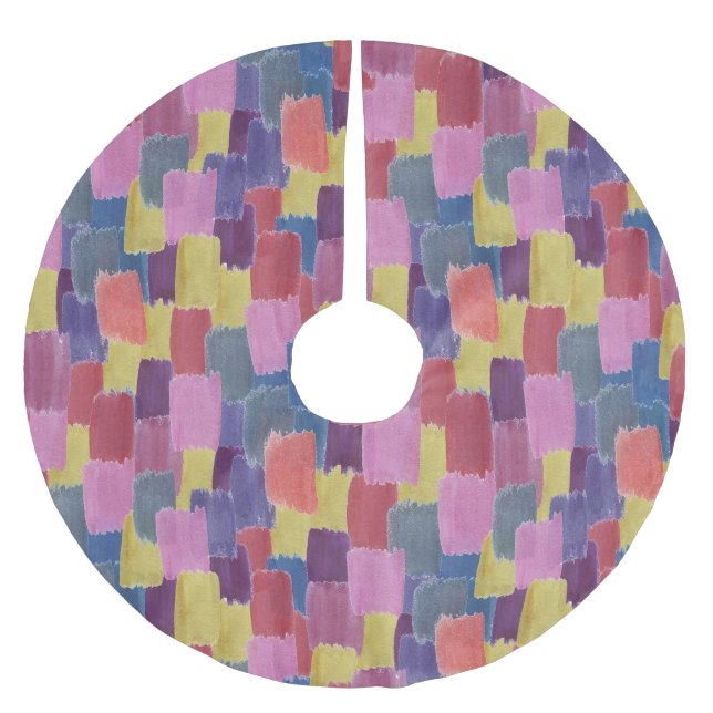 Abstract watercolor: seamless splash background. brushed polyester tree skirt (Front)