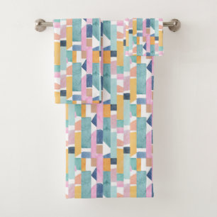 Abstract Watercolor Shape Pattern Bath Towel Set