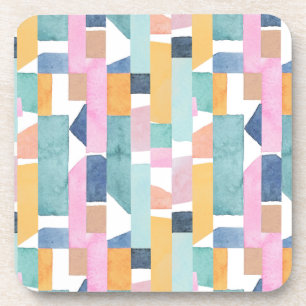 Abstract Watercolor Shape Pattern Coaster