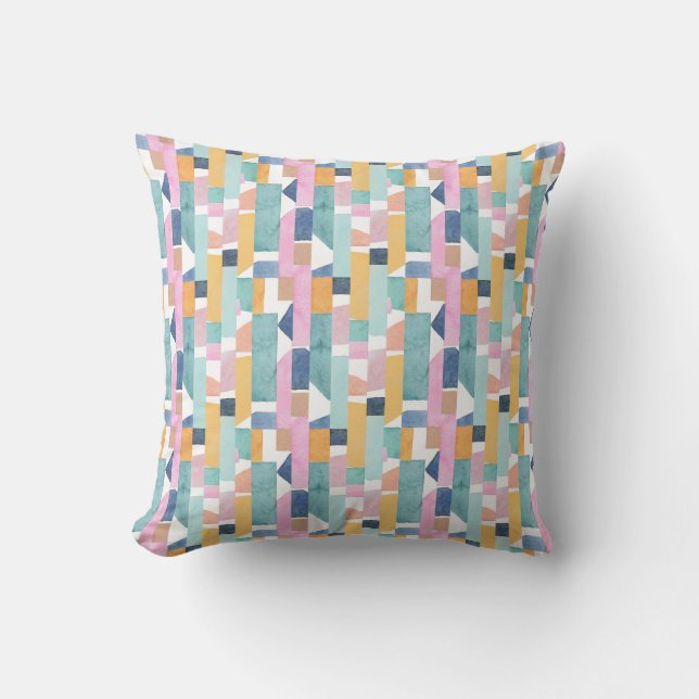 Abstract Watercolor Shape Pattern Cushion (Front)