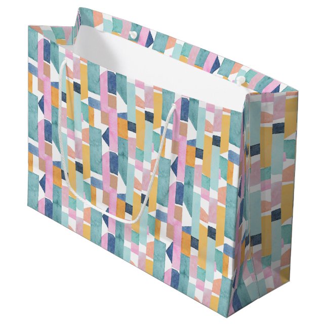 Abstract Watercolor Shape Pattern Large Gift Bag (Front Angled)