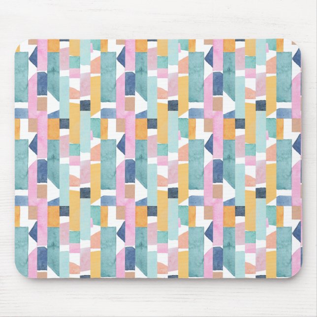 Abstract Watercolor Shape Pattern Mouse Mat (Front)