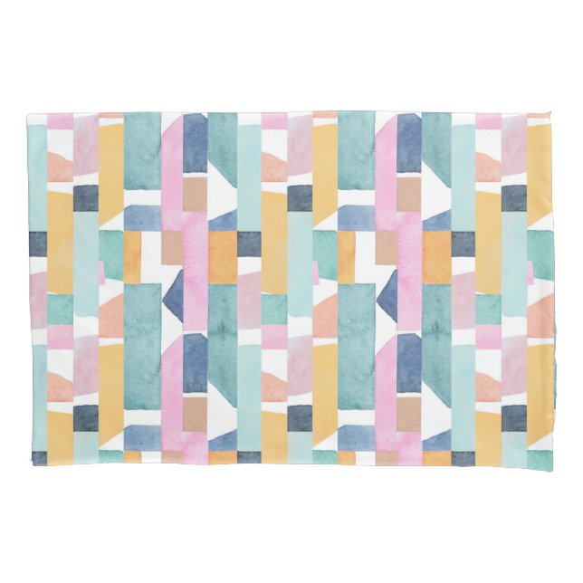 Abstract Watercolor Shape Pattern Pillowcase (Front-Left)